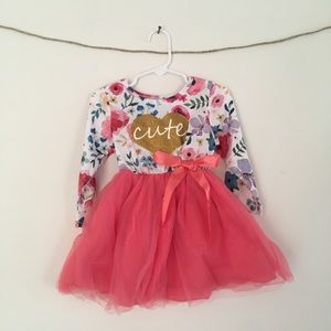 NWOT floral tulle dress with glittery heart
